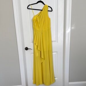 Aidan Mattox Vibrant Yellow One-Shoulder Dress